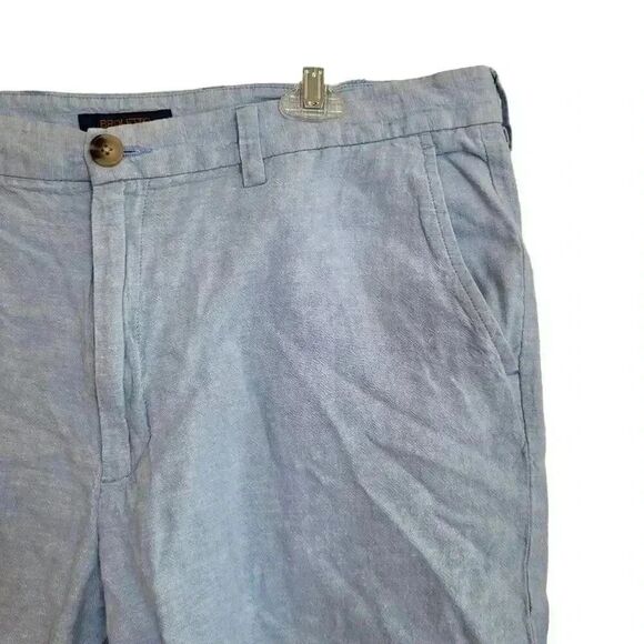 Broletto Men's Light Blue Linen/Cotton Flat Front Chino Shorts - Picture 2 of 11